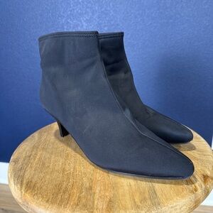 Dress Barn Mia Black Nylon Heeled Boots, Size 10 WIDE